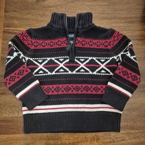 Chaps Boys Black & Red Knit Quarter Zip Sweater Size 4T